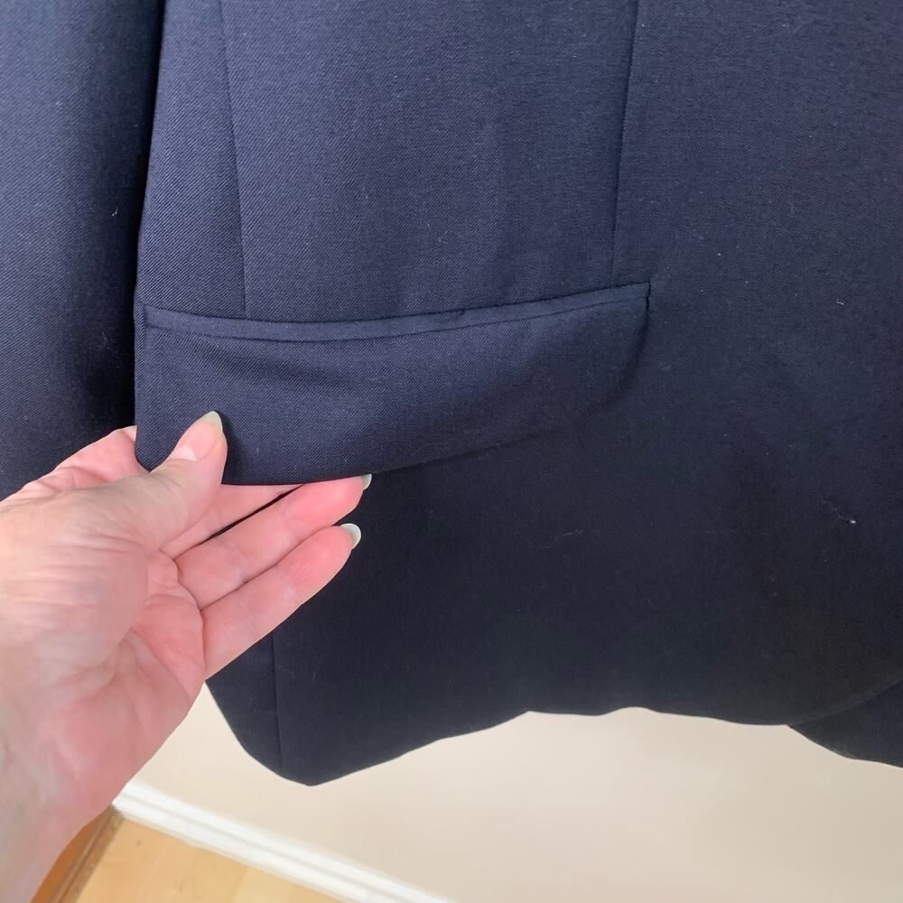Joseph & Feiss 46 Tall Mens Wool Gold Button Sport Coat Blazer Jacket Navy Blue - Picture 4 of 12